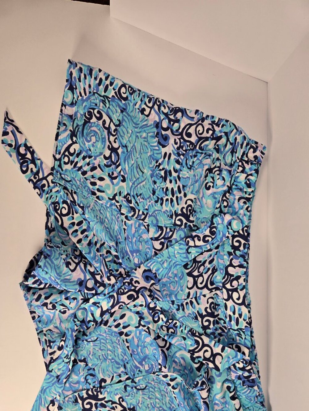 Lilly Pulitzer Blue Purple Shell Paisley Sash Tie Shorts High Rise Size 10